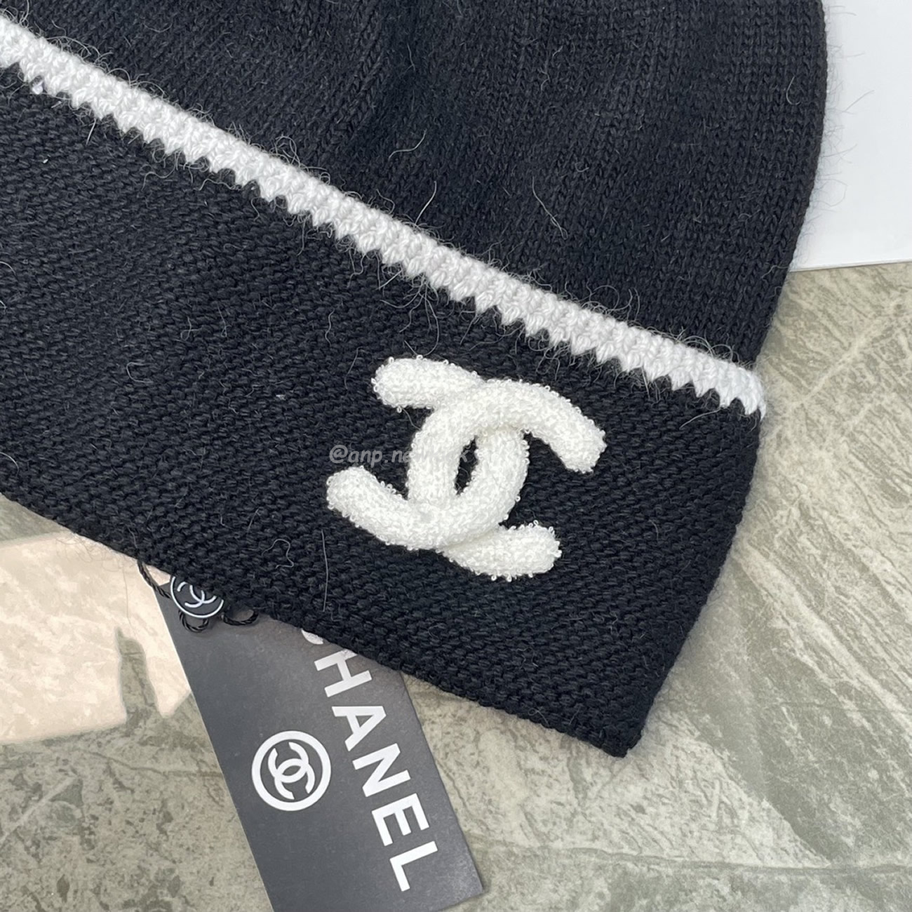 Chanel Cc Logo Black Beanie Hat (5) - newkick.app